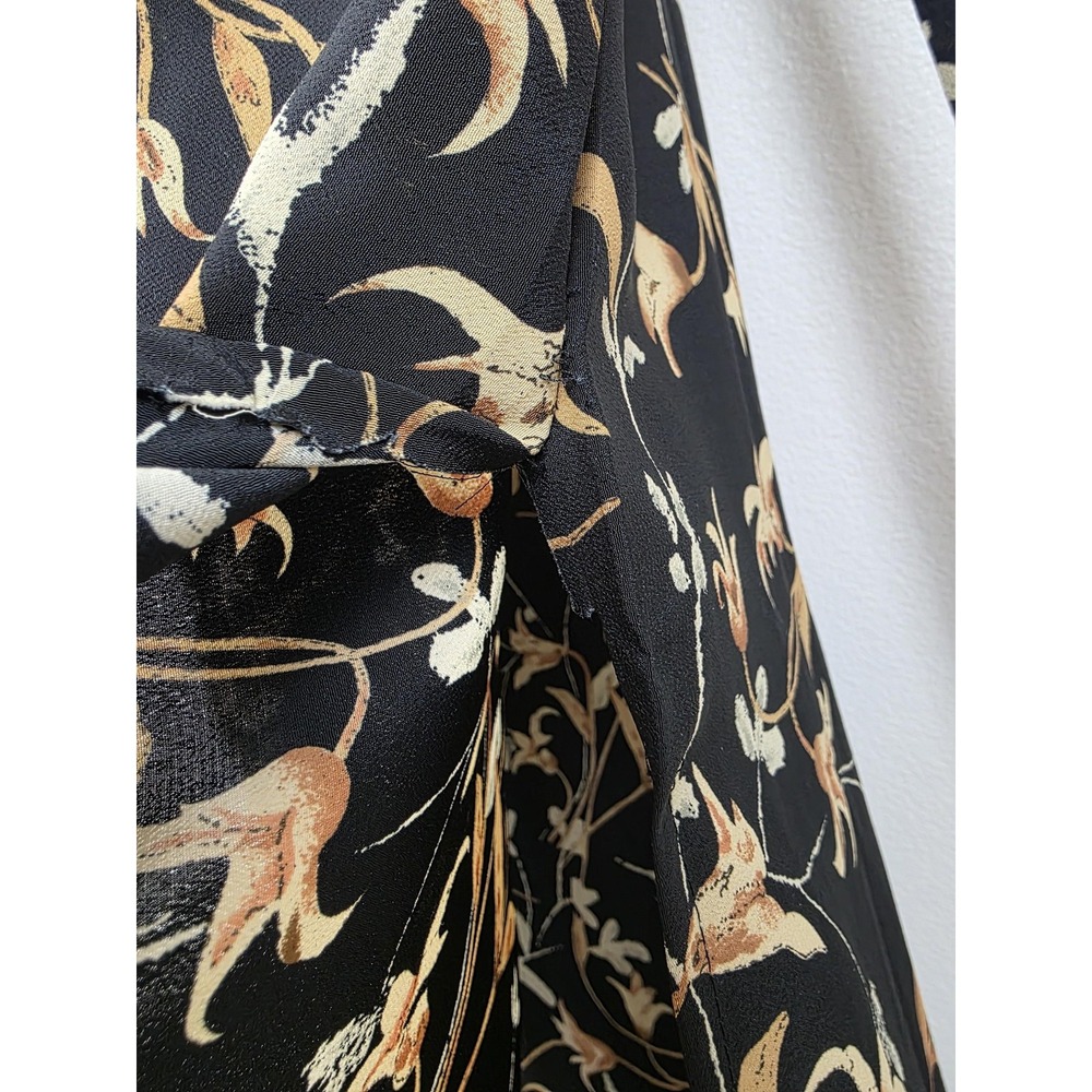 Maren Dress Womens Medium Black Floral Shift Midi‎ Sleeveless Slit Sides Y2K - Picture 9 of 11